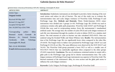 STUDY: Iranian Endodontic Journal: Cyclic Fatigue Resistance