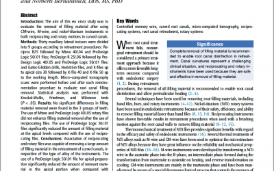 STUDY: Journal of Endodontics: Efficacy of Instruments for Removing Filling Material